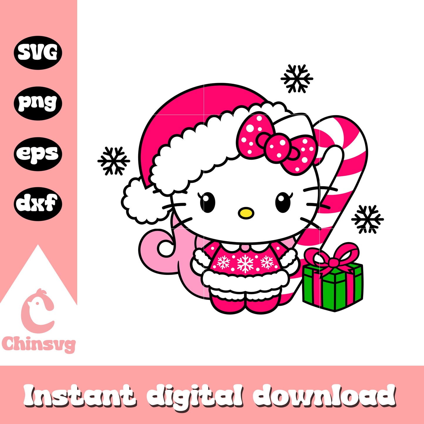 Hello kitty christmas pink svg, cute pink hello kitty svg