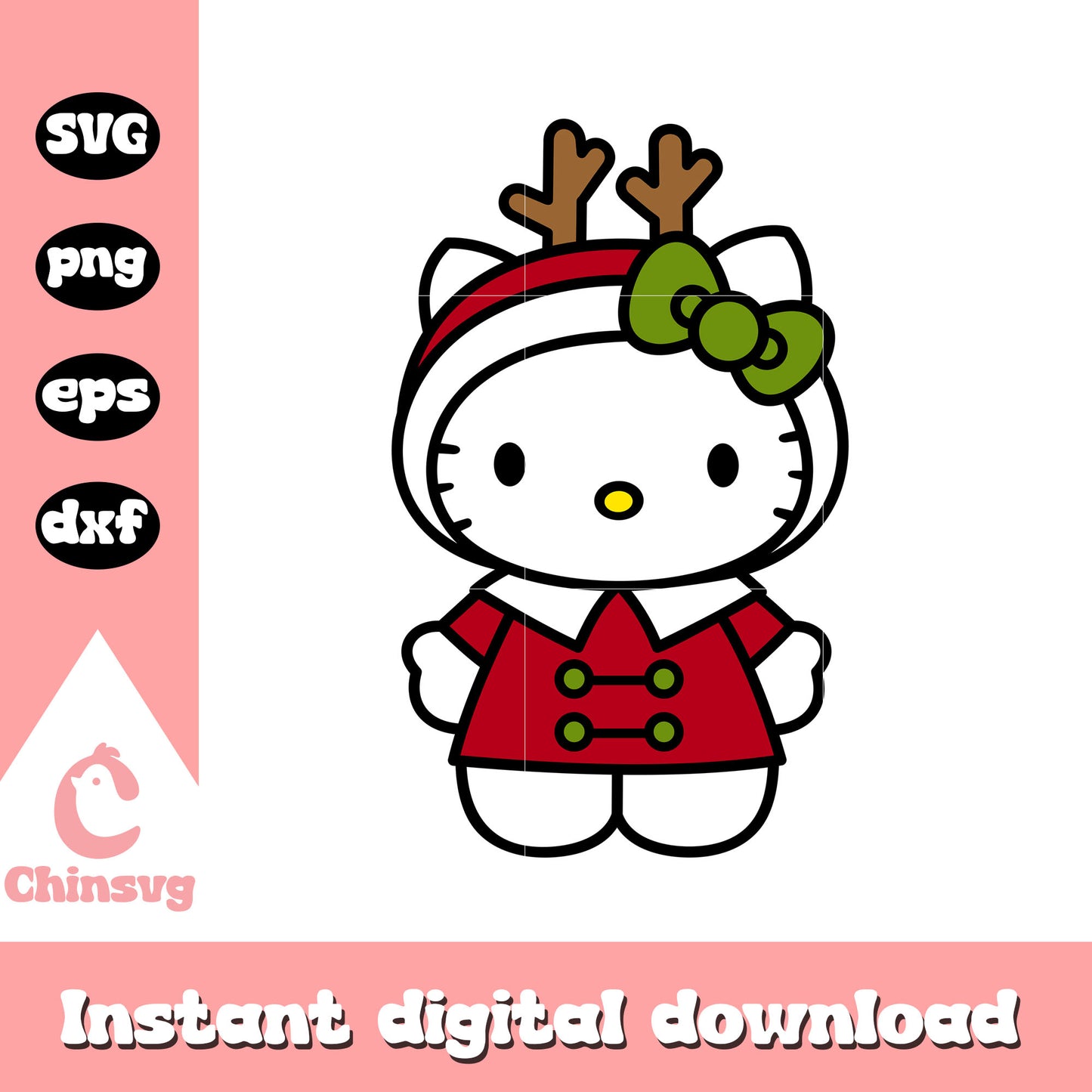 Hello kitty reindeer christmas svg, christmas sanrio svg