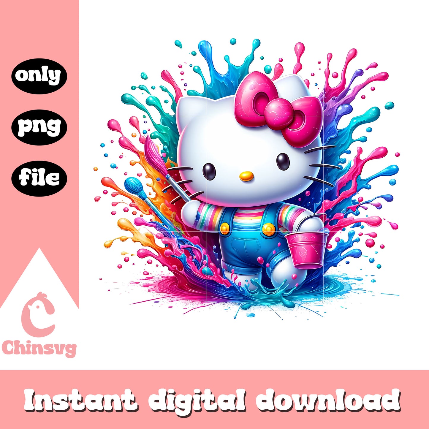 Hello kittu rainbow design png, cartoon character png, splash art png