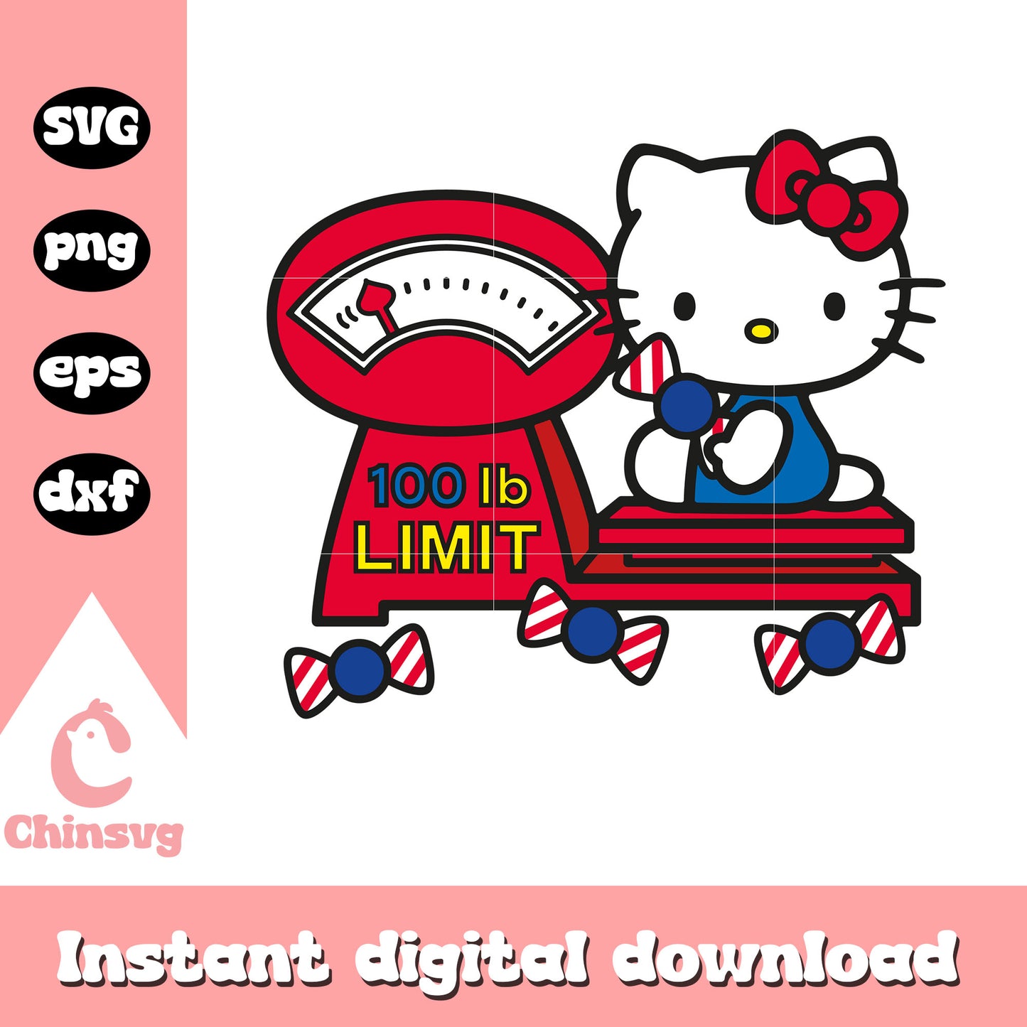 Hello kitty 100 lb limit svg, hello kitty cat svg, kitty cat svg