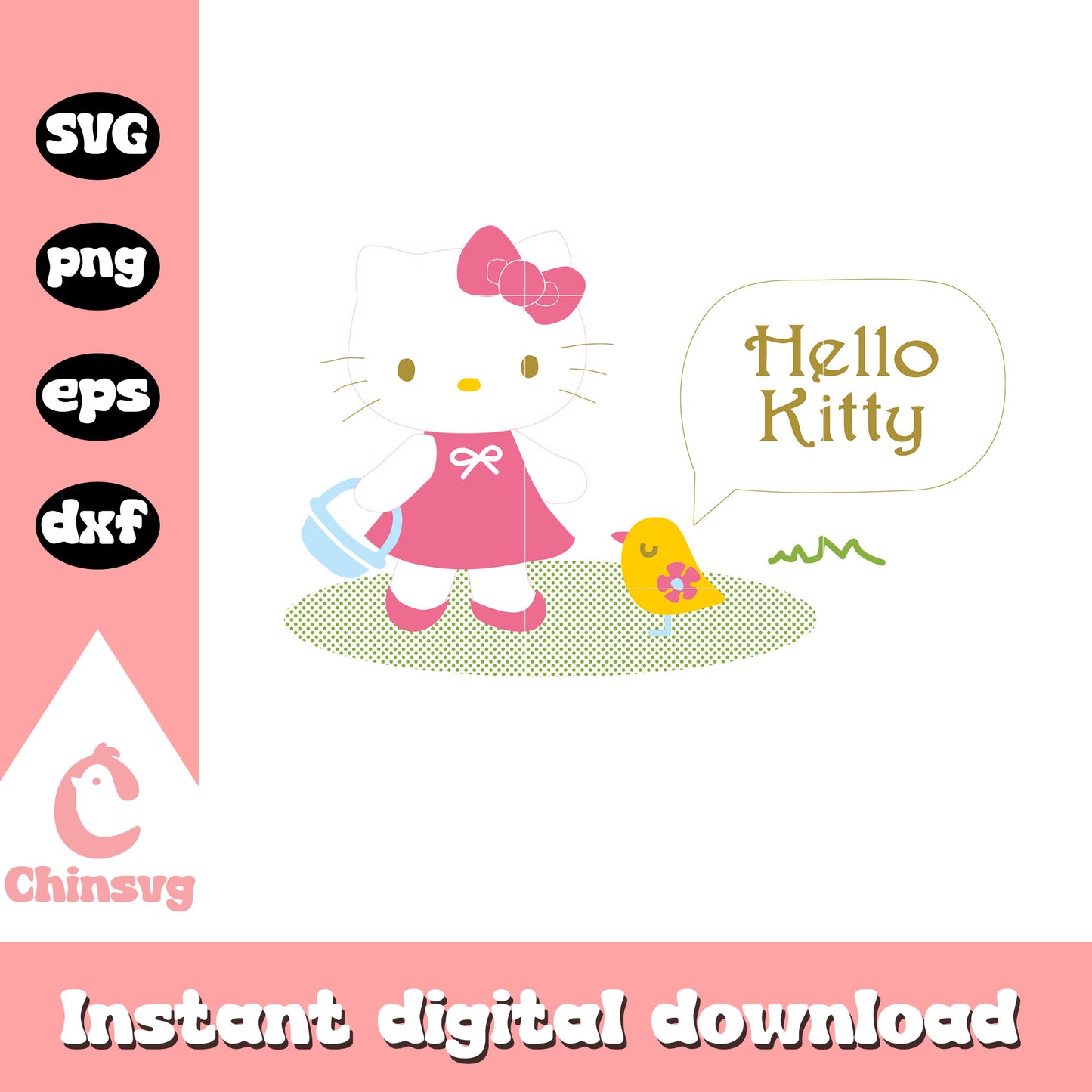 Hello kitty and bird sanrio svg, hello kitty sanrio svg