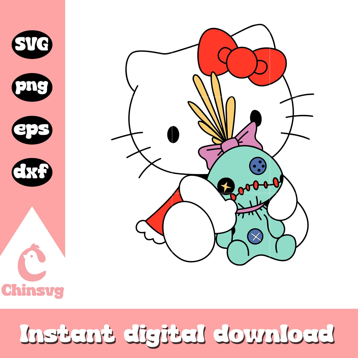 Hello kitty and lilo doll svg, lilo character svg, hello kitty svg