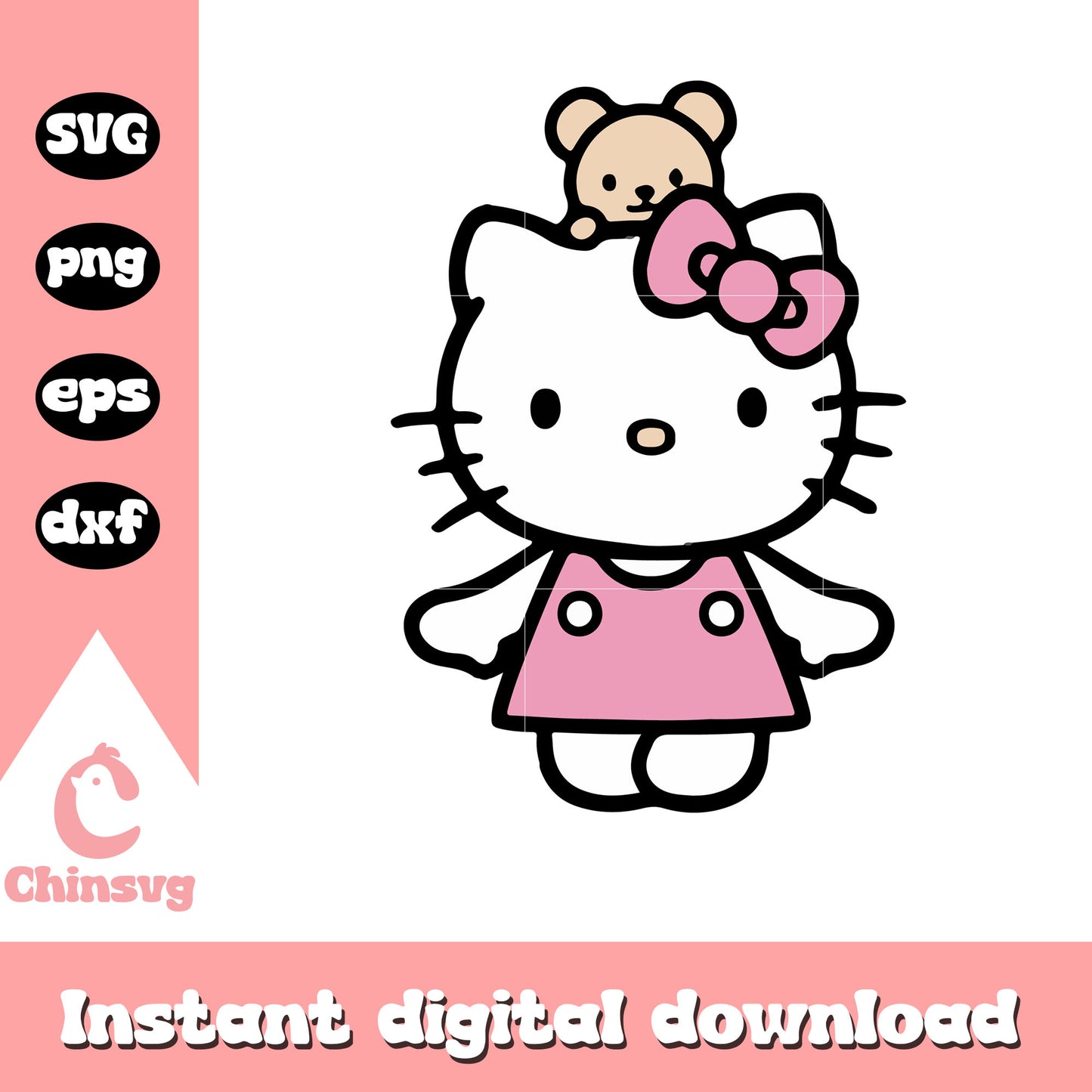 Hello kitty and teddy bear svg, hello kitty svg, sanrio cartoon svg