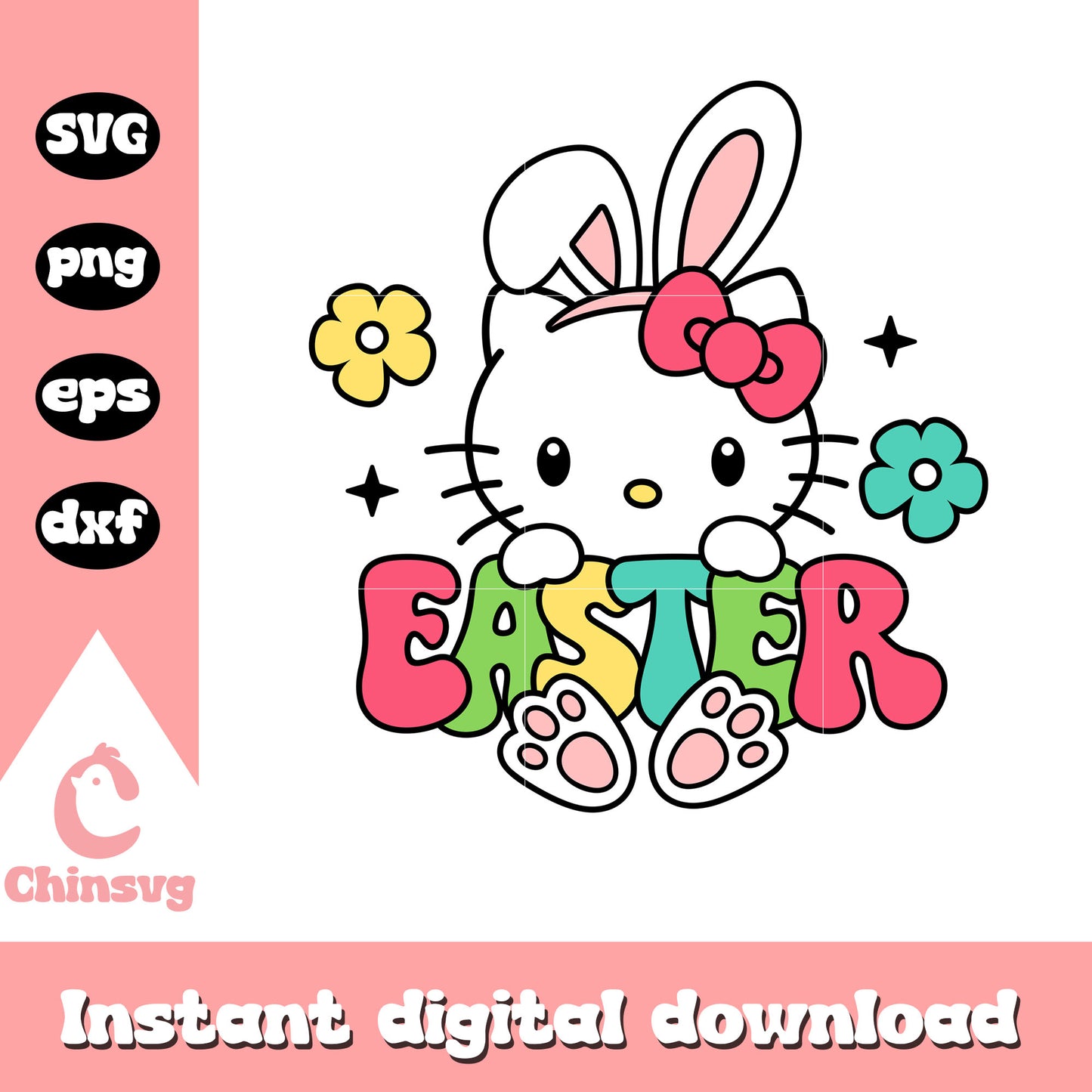 Hello kitty bunny easter svg, hello kitty svg, easter svg