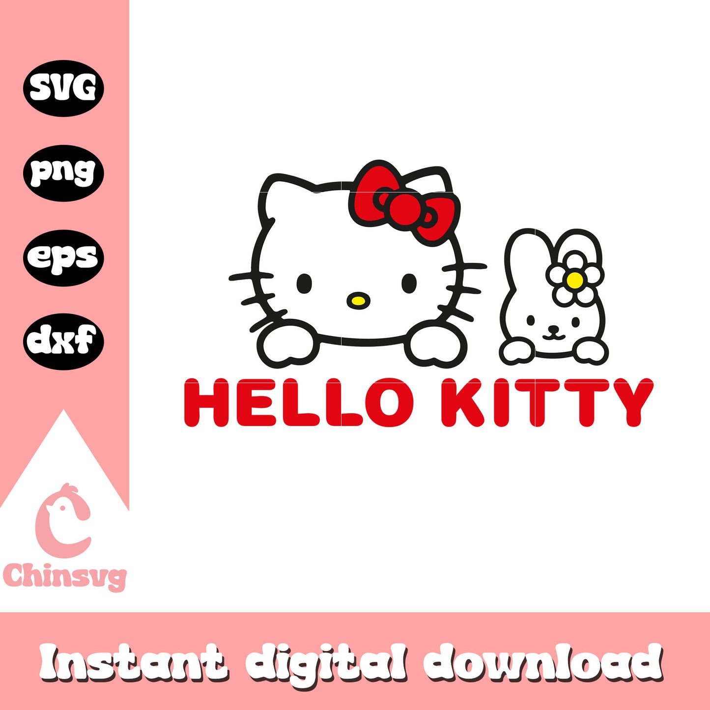 Hello kitty bunny head svg cartoon, hello kitty red svg, kitty cat svg