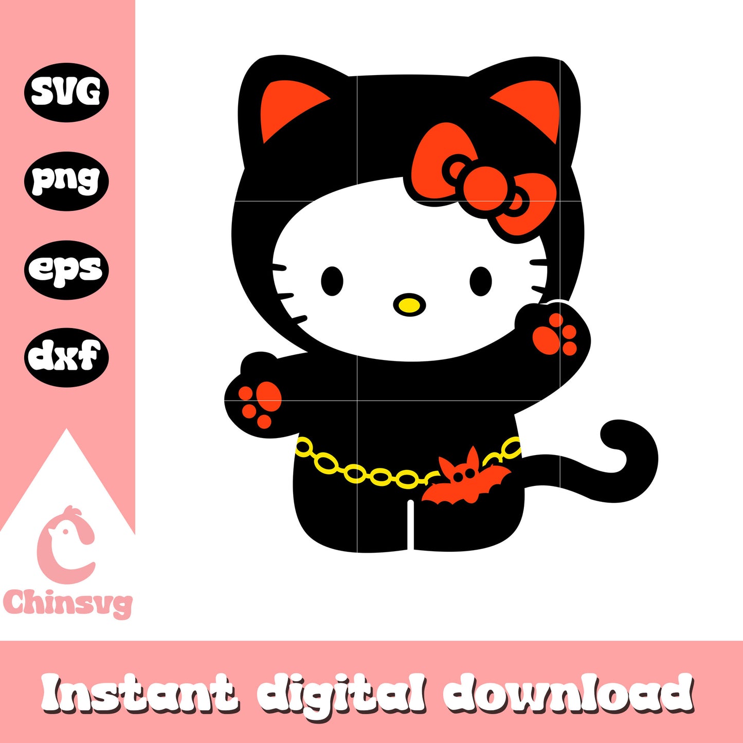 Hello kitty cat black svg, sanrio cartoon svg, Hello kitty character svg