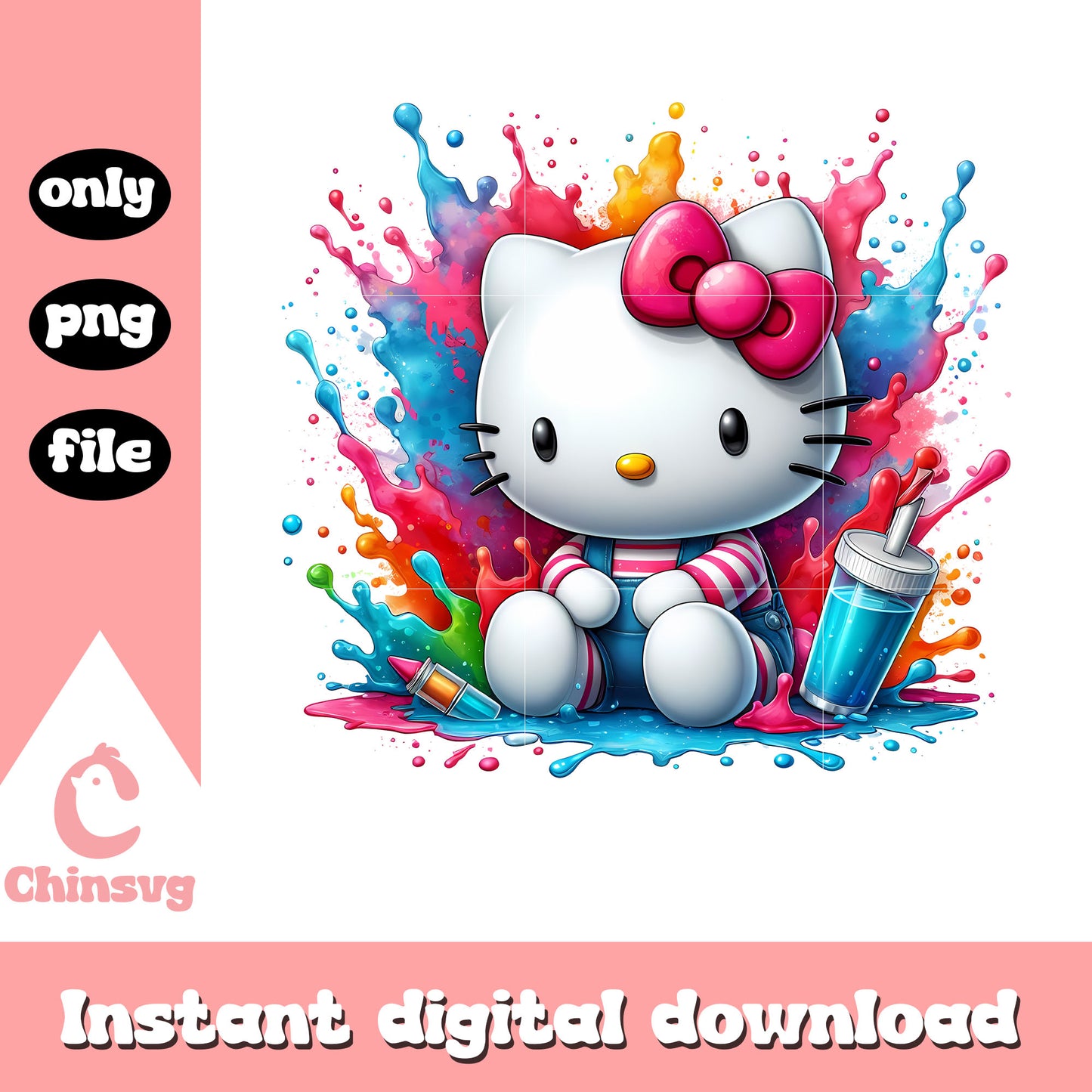 Hello kitty colorful drink png, colorful png, sanrio png