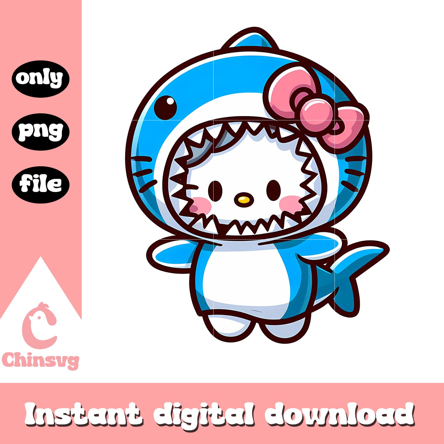Hello kitty cosplay baby shark png, cute hello kitty png