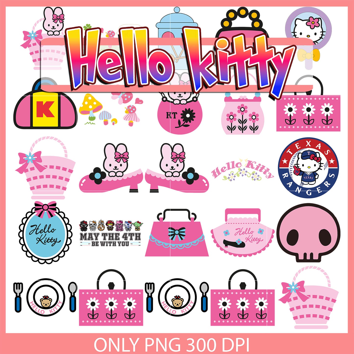 Hello kitty cute clipart bundle design svg, sanrio hello kitty svg