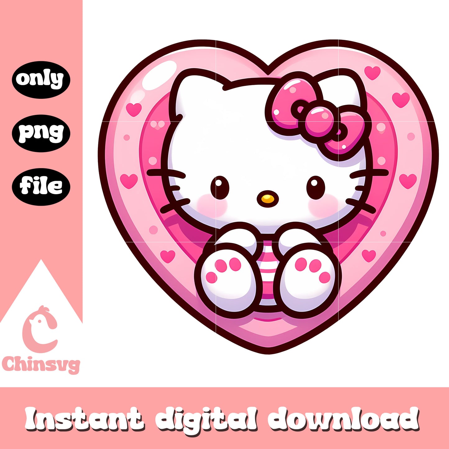 Hello kitty head happy valentine's day png, valentine day png