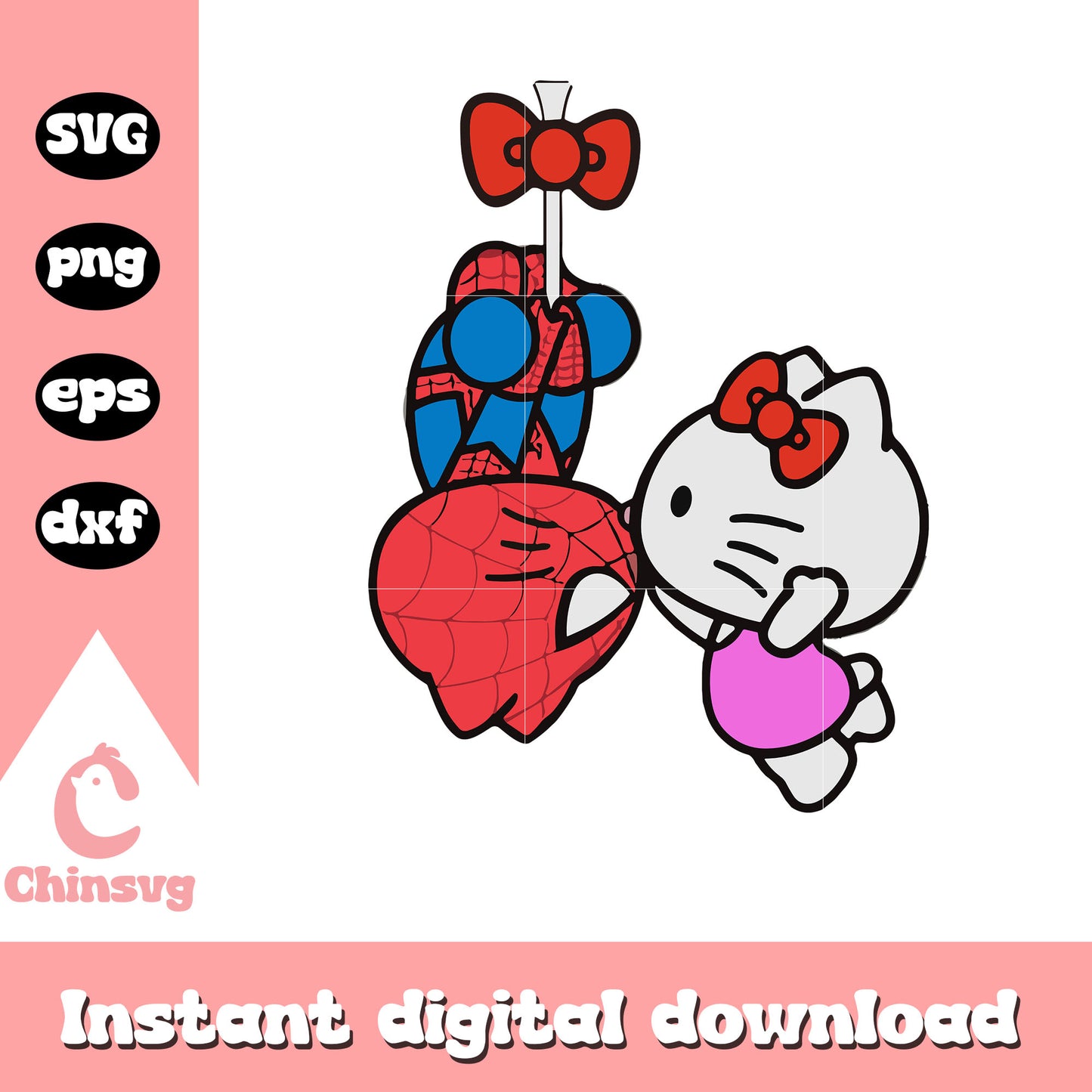 Hello kitty kissing spider man svg, hello kitty svg, spiderman svg