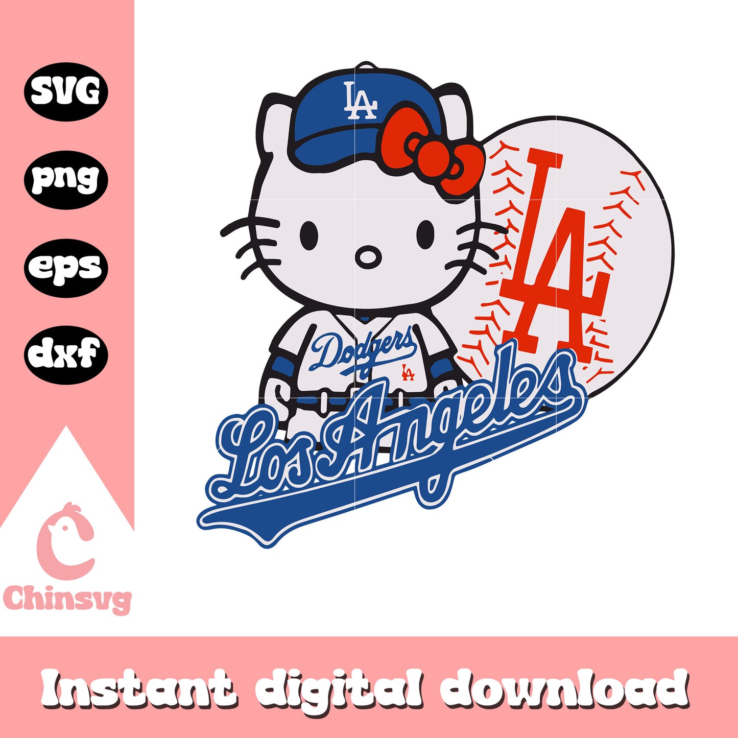 Hello kitty los angeles svg, los angeles svg, hello kitty mlb svg