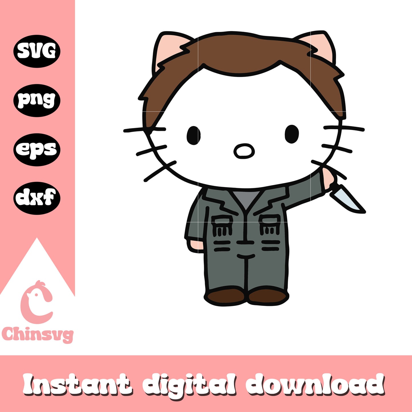 Hello kitty michael myers halloween svg, horror hello kitty svg