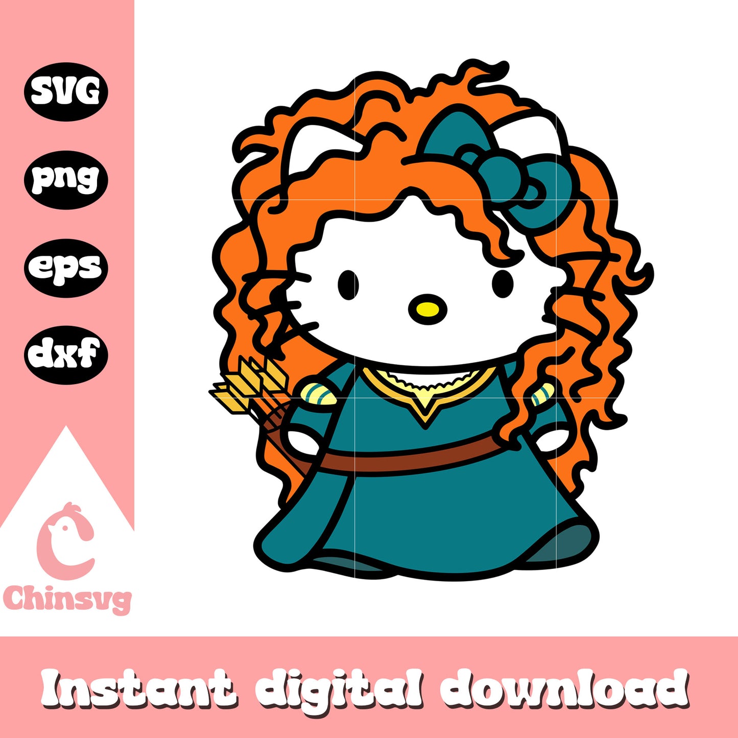 Hello kitty princess merida svg, hello kitty svg, merida disney svg