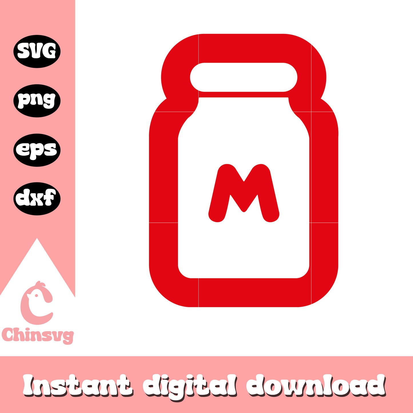 Hello kitty red m bottle svg, hello kitty letter svg, kitty cat svg