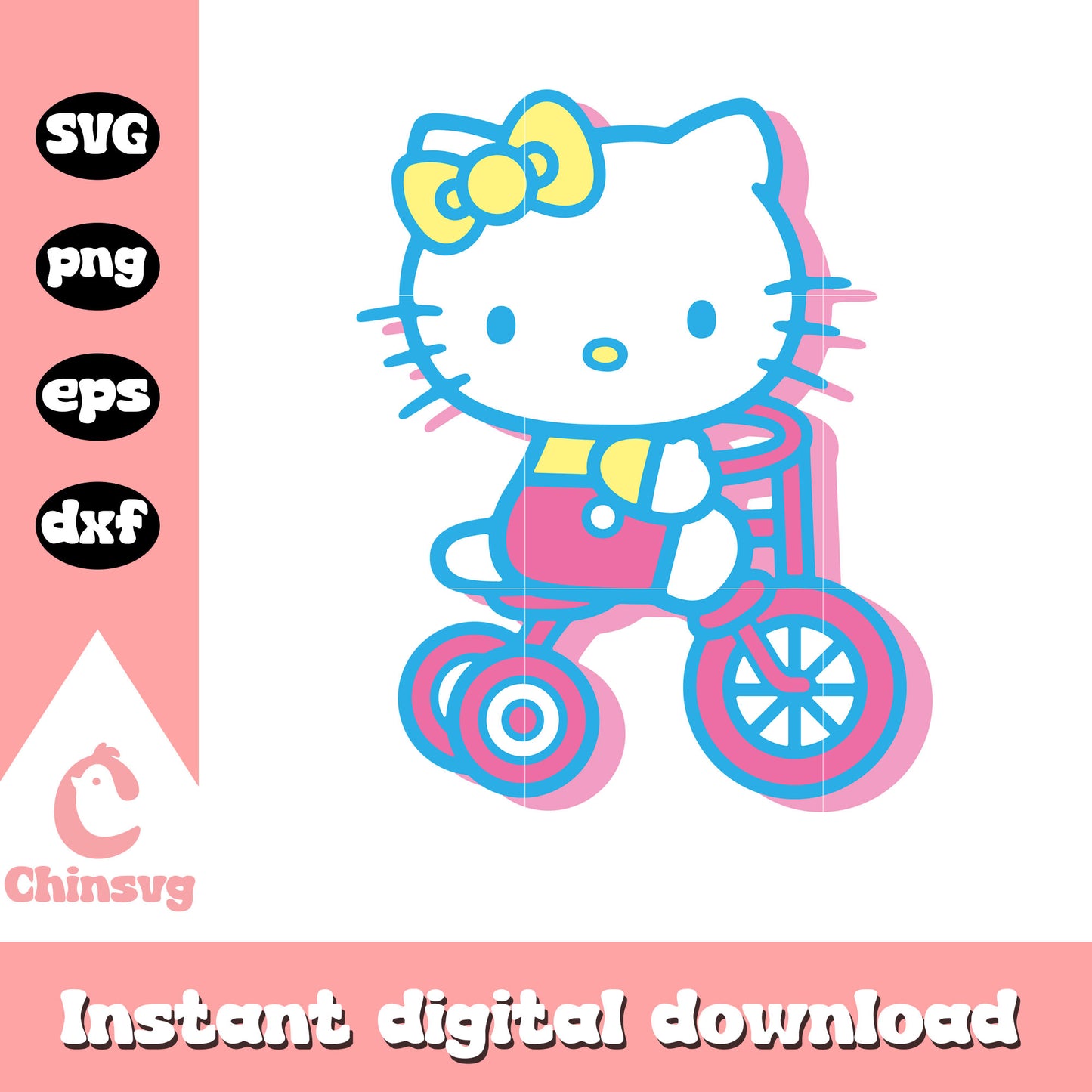 Hello kitty riding a bike svg, hello kitty on bike svg