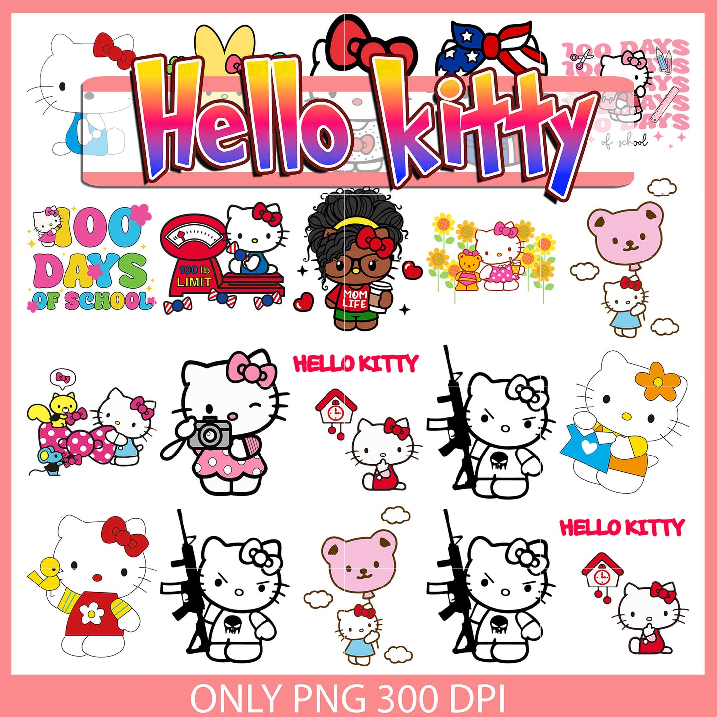 Hello kitty school days clipart bundle design svg, hello kitty svg