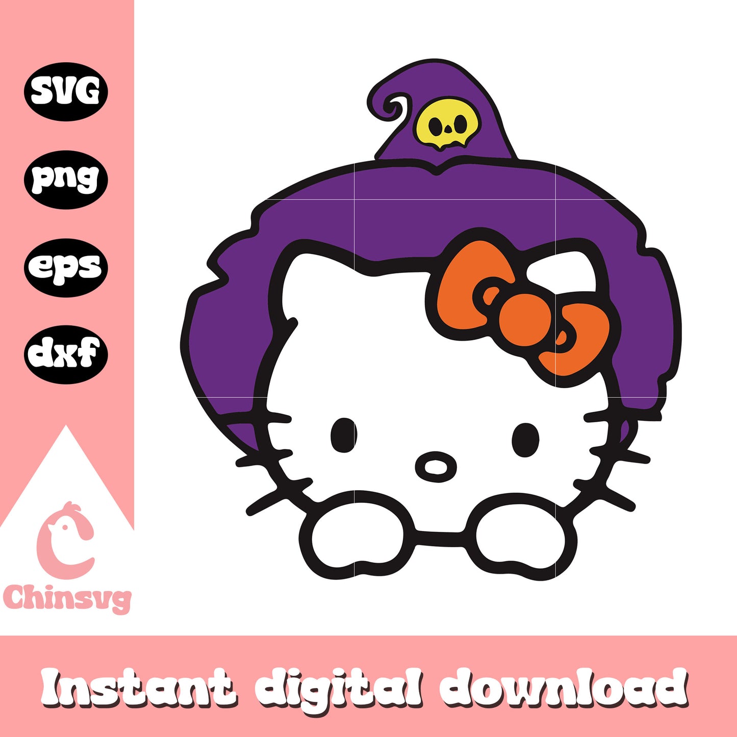 Hello kitty witch head halloween svg, hello kitty halloween svg