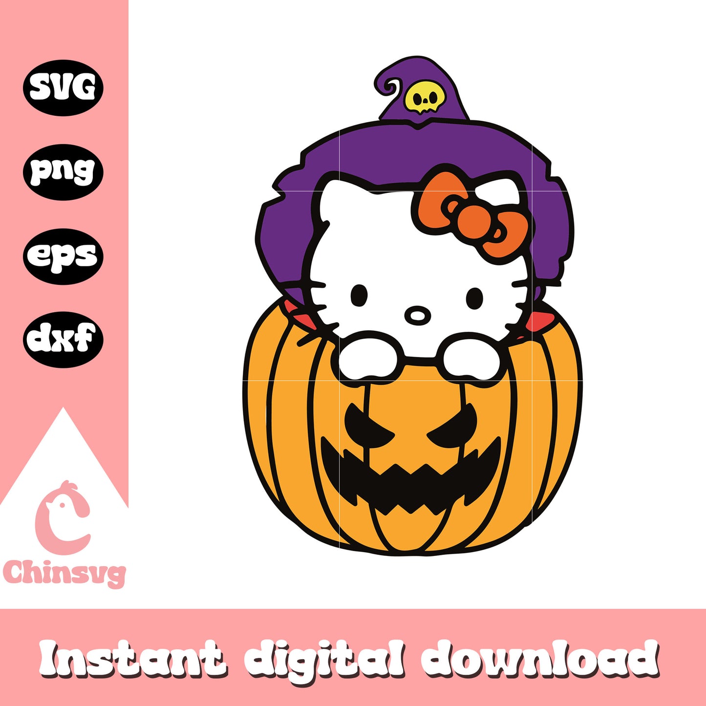 Hello kitty witch pumpkin halloween svg, hello kitty halloween svg