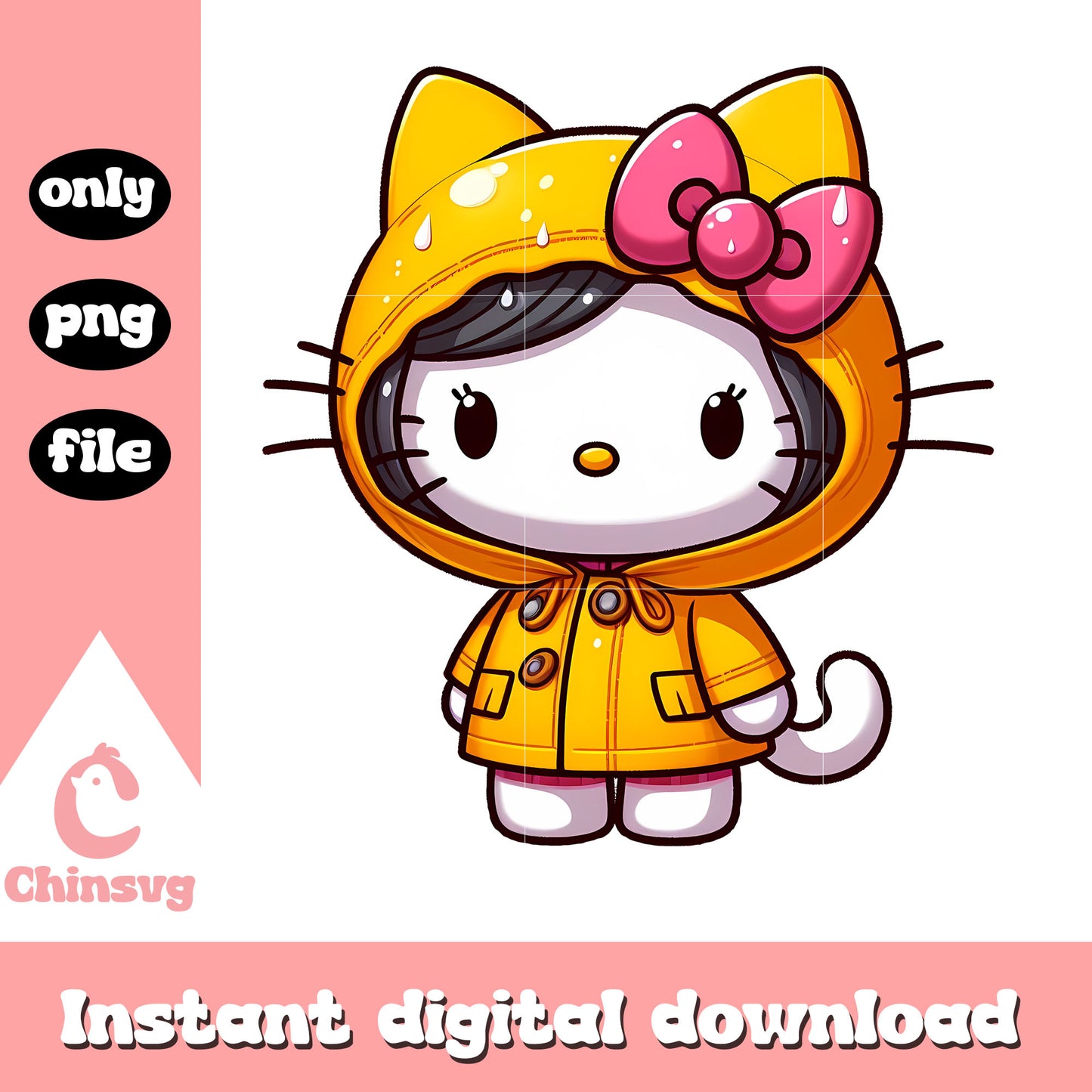 Hello kitty yellow raincoat costume png, kitty cat png, cartoon png