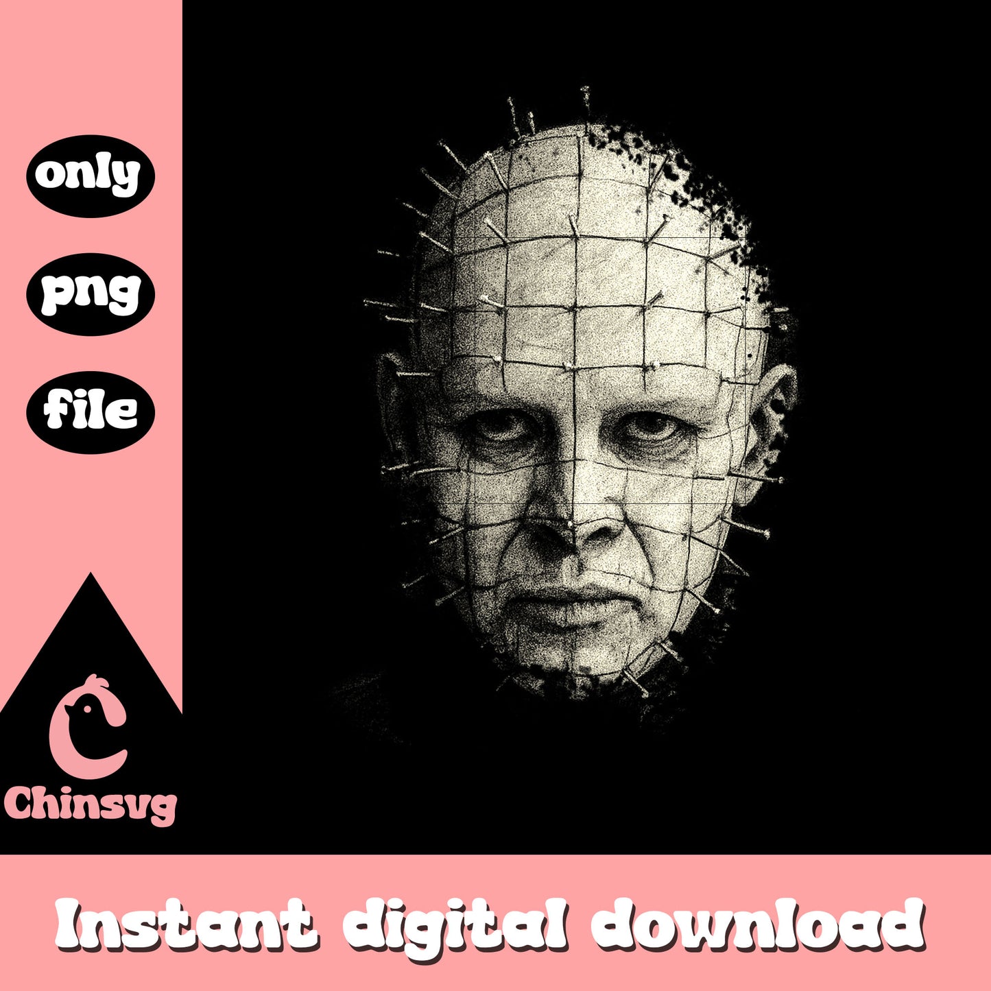 Hellraiser pinhead face design png, pinhead hellraiser png