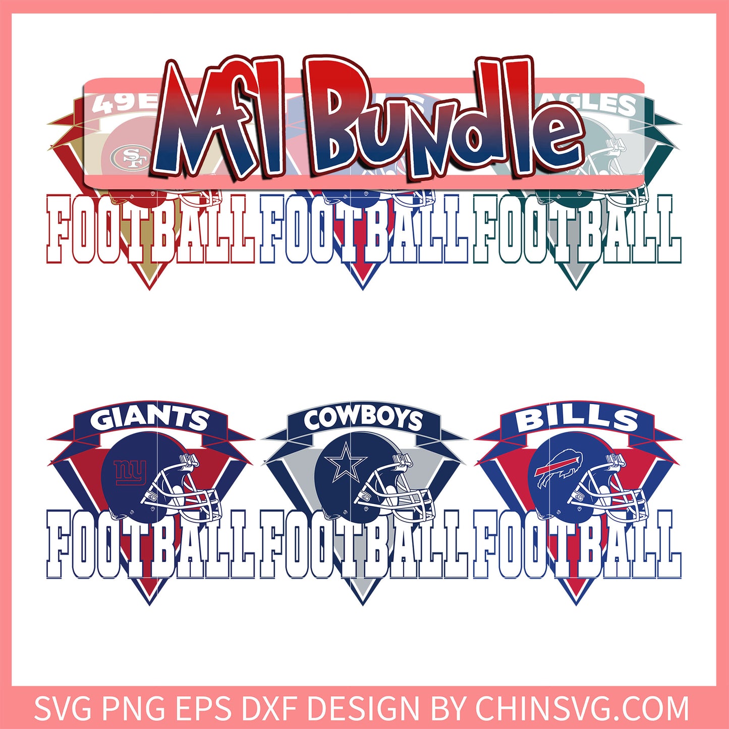 Helmet nfl football design bundle svg, logo design svg
