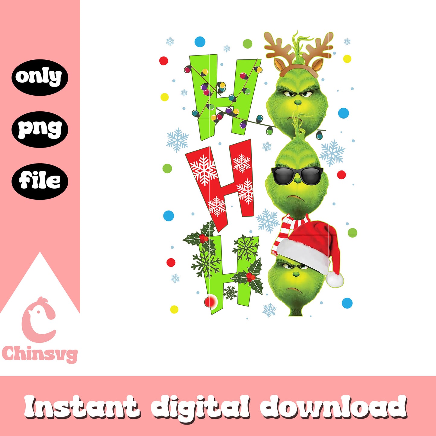 Ho ho ho grinch face christmas design png, grinch face png