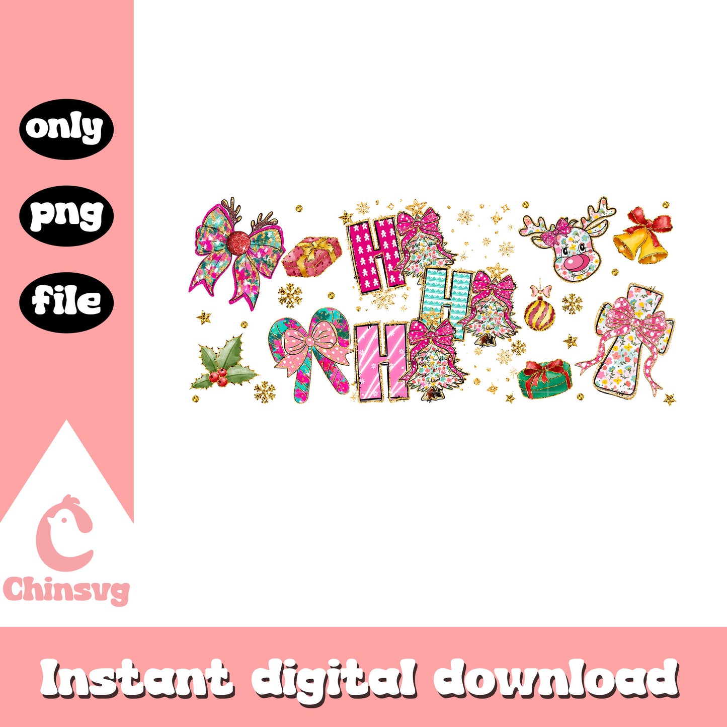Ho ho ho christmas ornaments clipart png, christmas decoration png