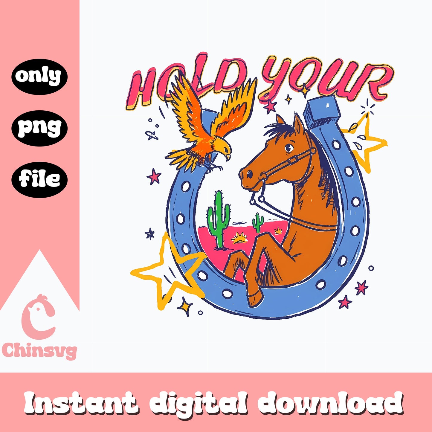 Hold Your Horses Western PNG, Cowboy Horseshoe PNG, Country PNG
