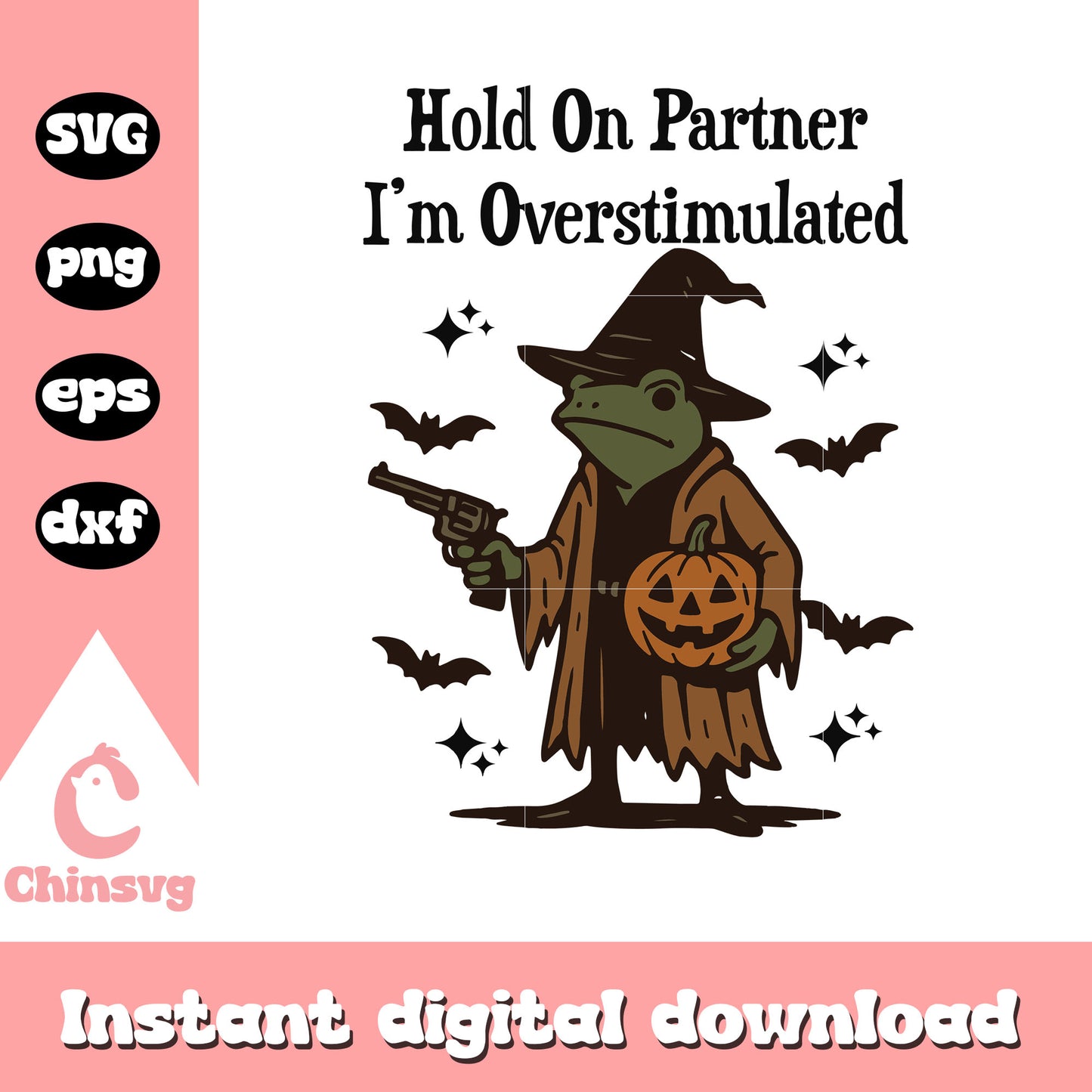 Hold on partner i'm overstimulated font design svg, witch svg