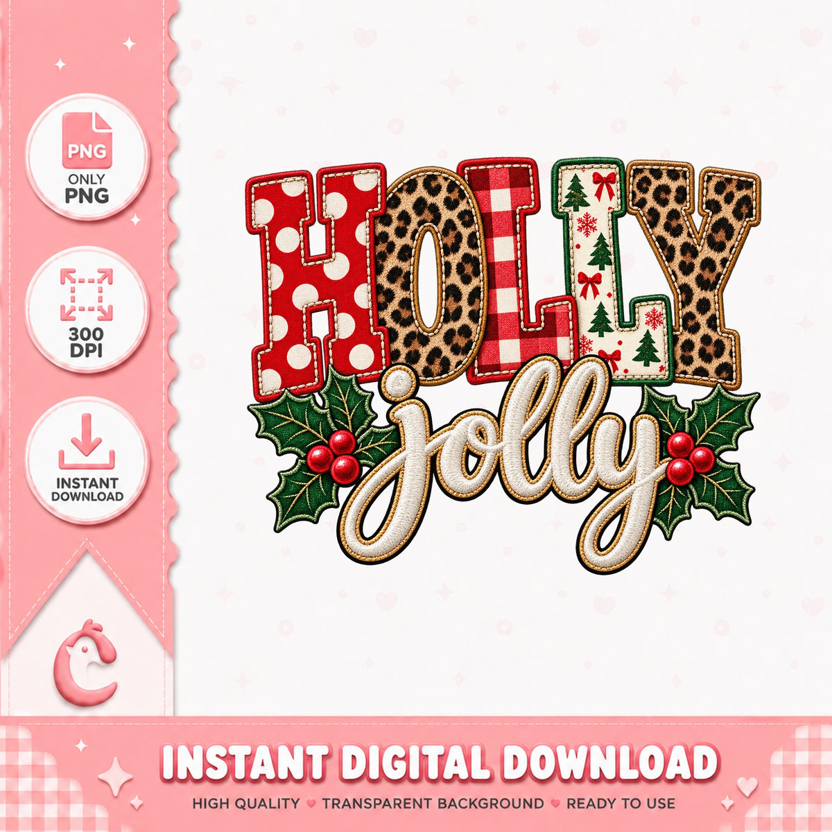 Holly Jolly Christmas Leopard PNG, Christmas Sublimation, PNG