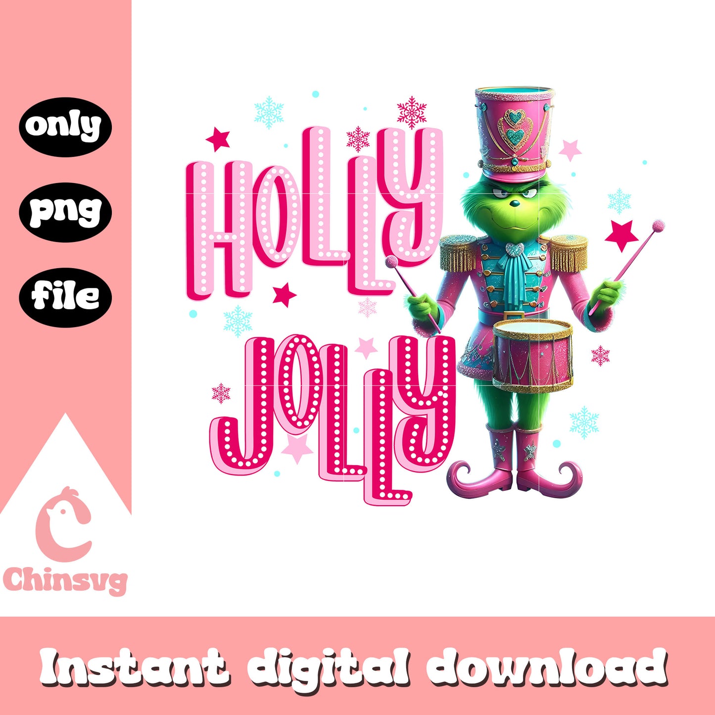 Holly jolly grinch nutcrackers design png, grinch nutcracker png