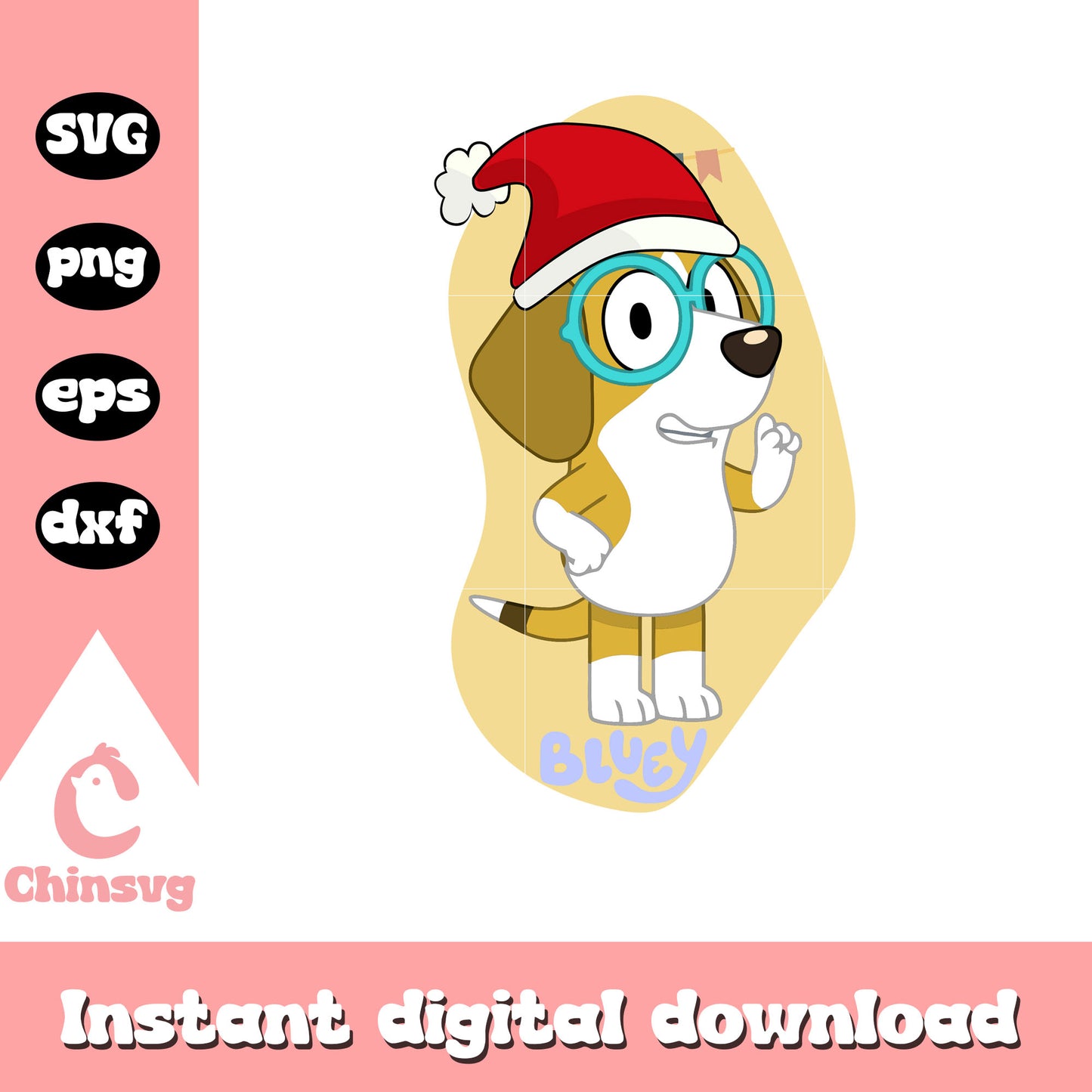 Honey bluey santa hat christmas design svg, honey bluey svg