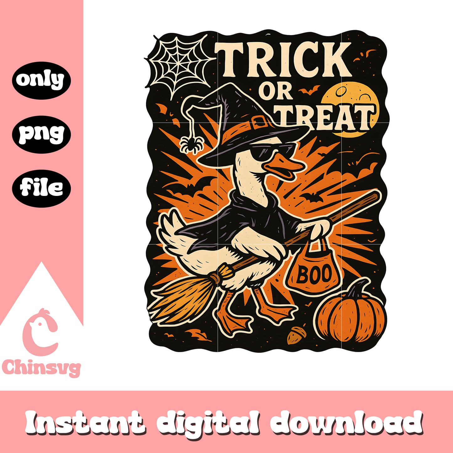 Honk or treat boo goose witch poster png, Halloween poster goose png