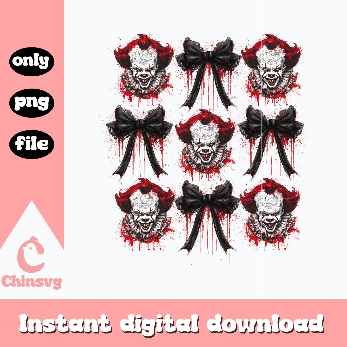 Hornor Pennywise Face bow png, Hornor png, Halloween png