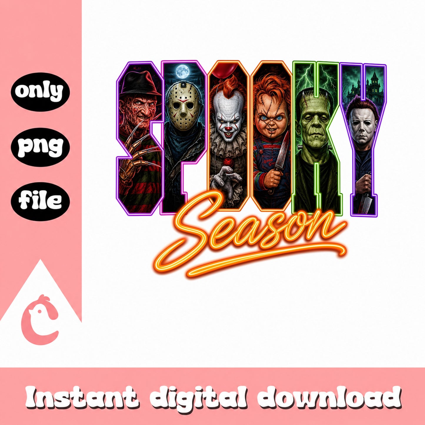 Horror Characters Spooky Season PNG, Halloween Horror PNG, Horror Movie PNG