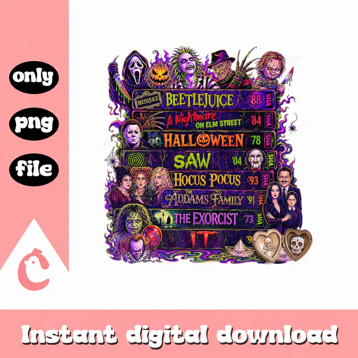 Horror Movie Books Stack PNG, Halloween Clipart, Spooky PNG
