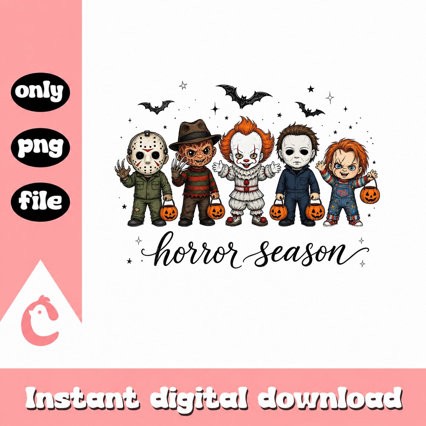Horror Movie Characters PNG Bundle, Halloween Horror Season, PNG
