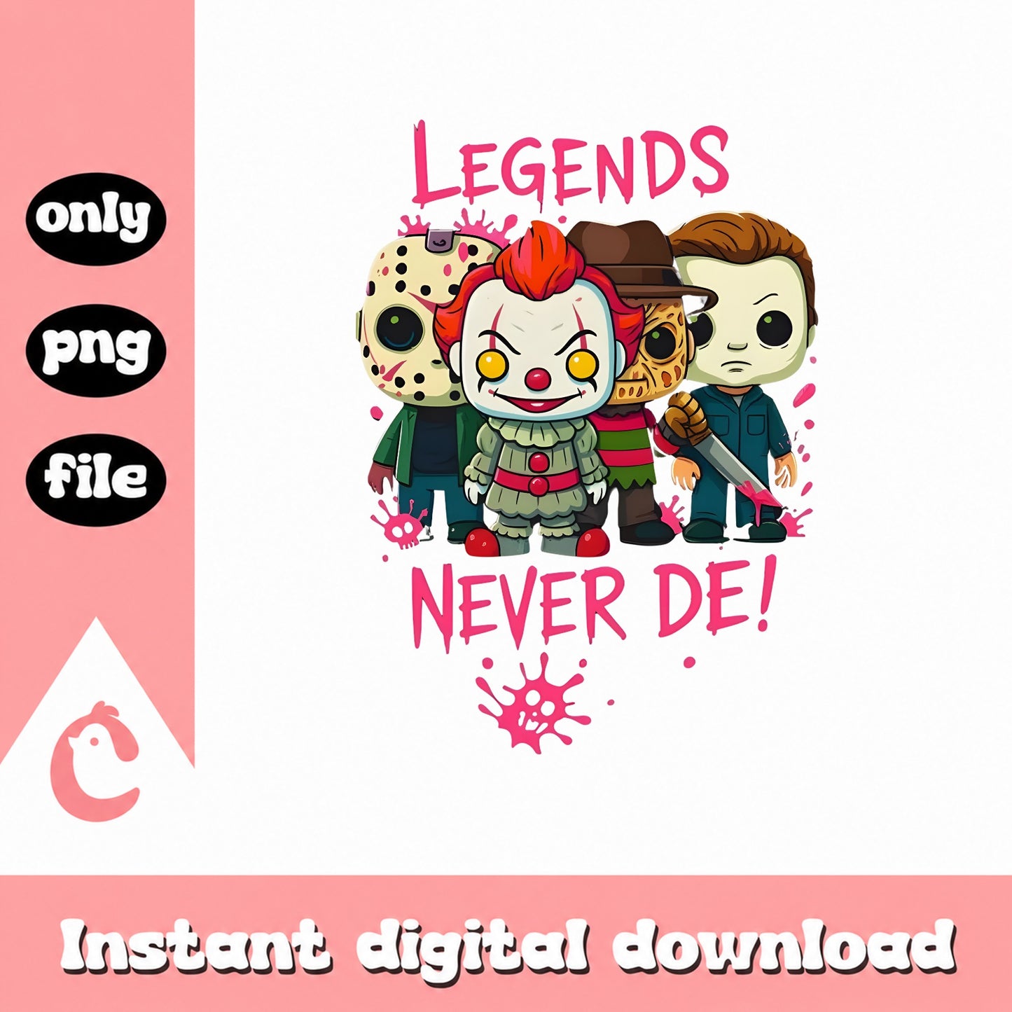 Horror Movie Characters PNG Bundle, Legends Never Die, PNG File