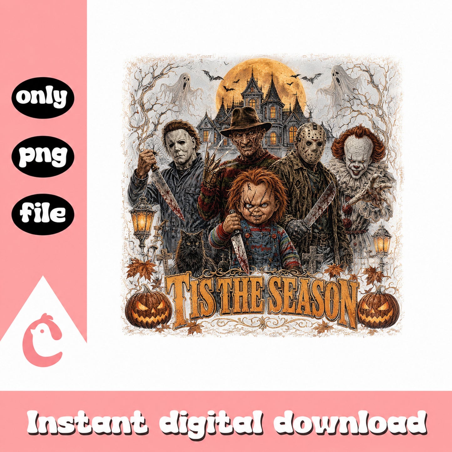Horror Movie Characters PNG, Tis The Season Halloween, PNG File
