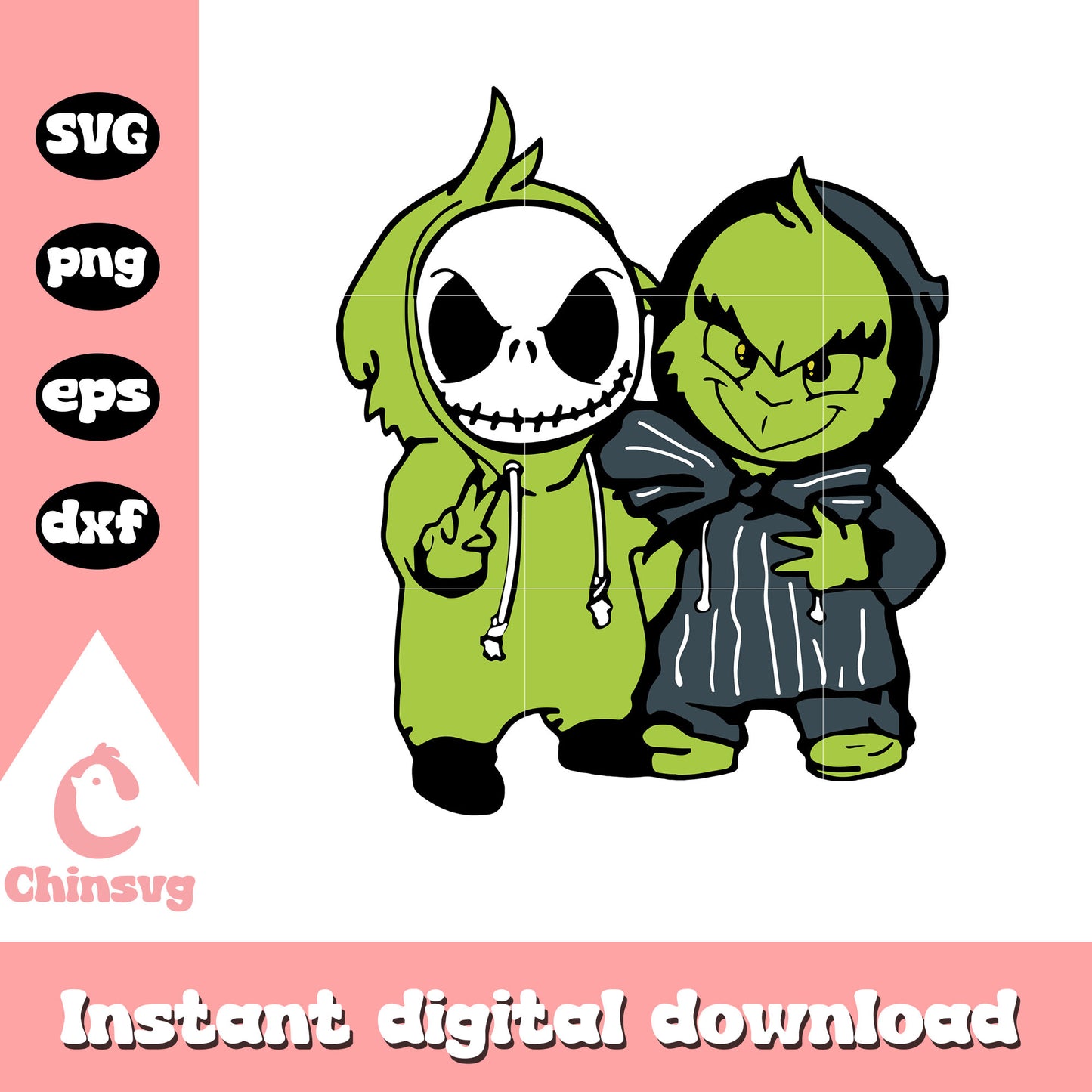 Horror grinch and jack skellington svg, jack and grinch svg