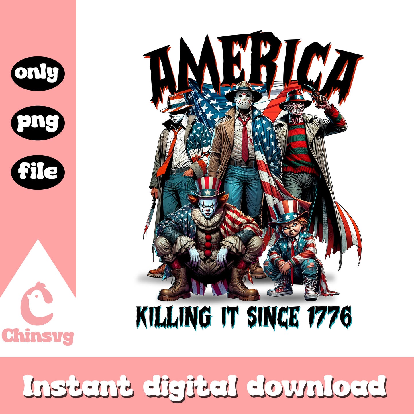 Horror character America killing it since 1776 png, Horror character png