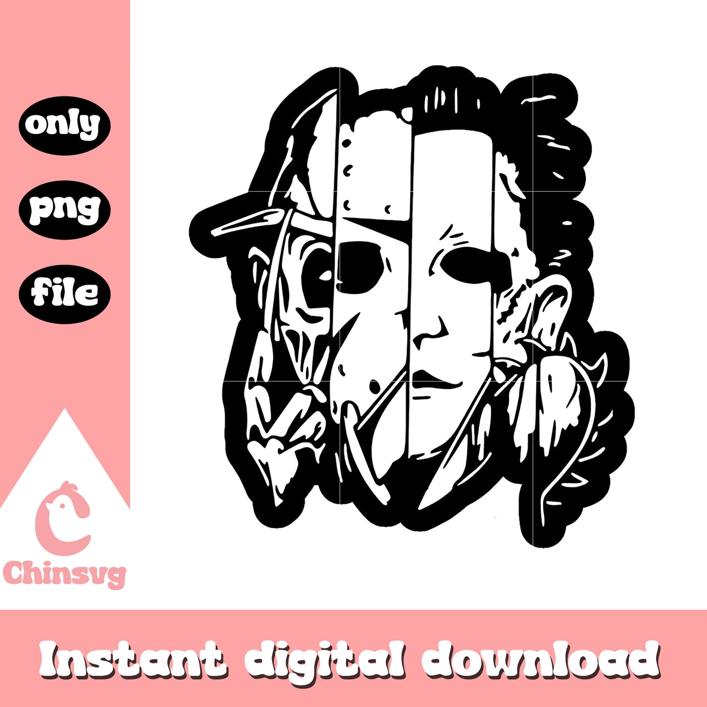Horror characters face design png, character faces png, hallowewn png