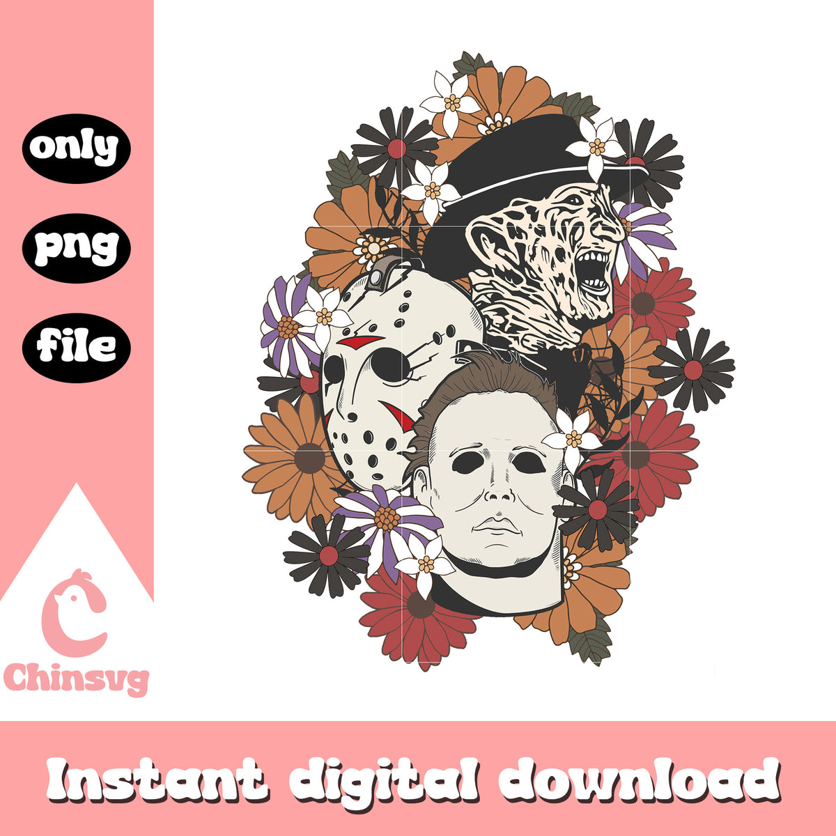 Horror face films halloween design png, horror movies png
