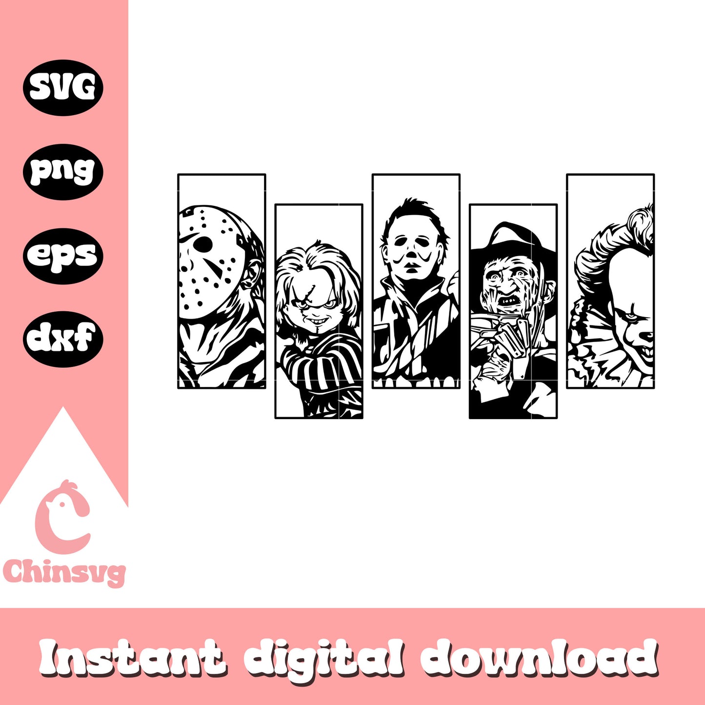 Horror frame black white svg, halloween horror nights svg