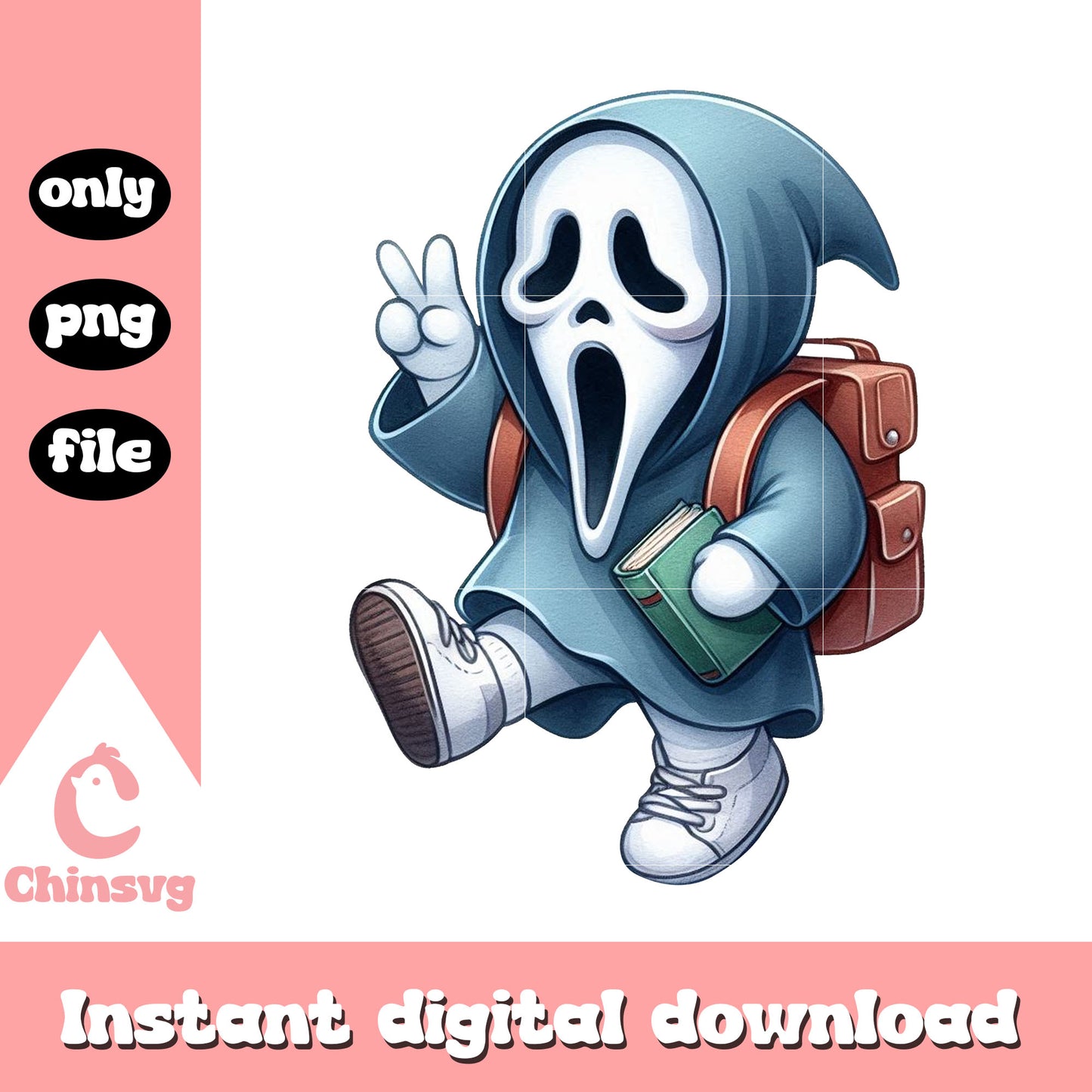 Horror ghost face character design png, school day png