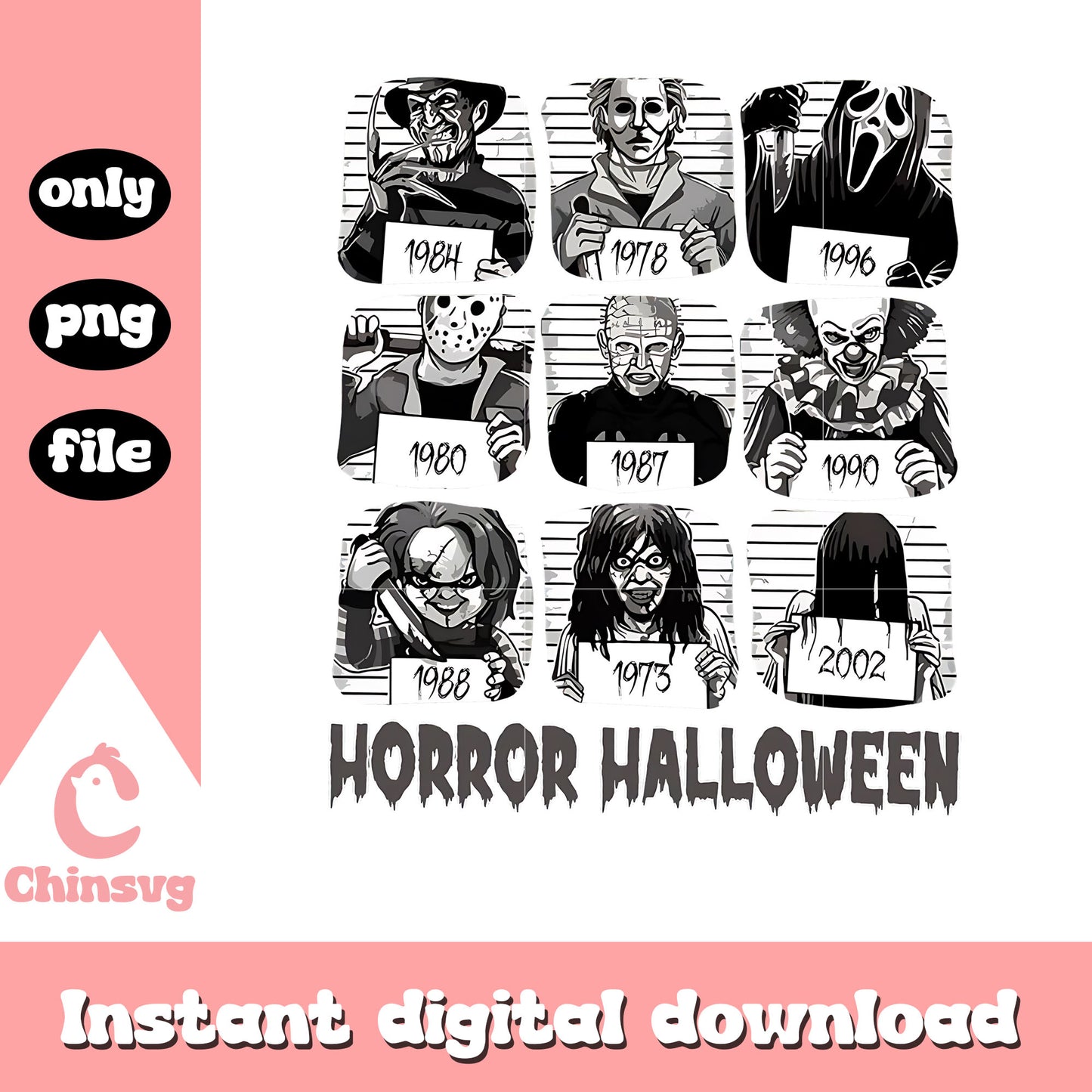 Horror halloween spooky characters design png, horror movies png