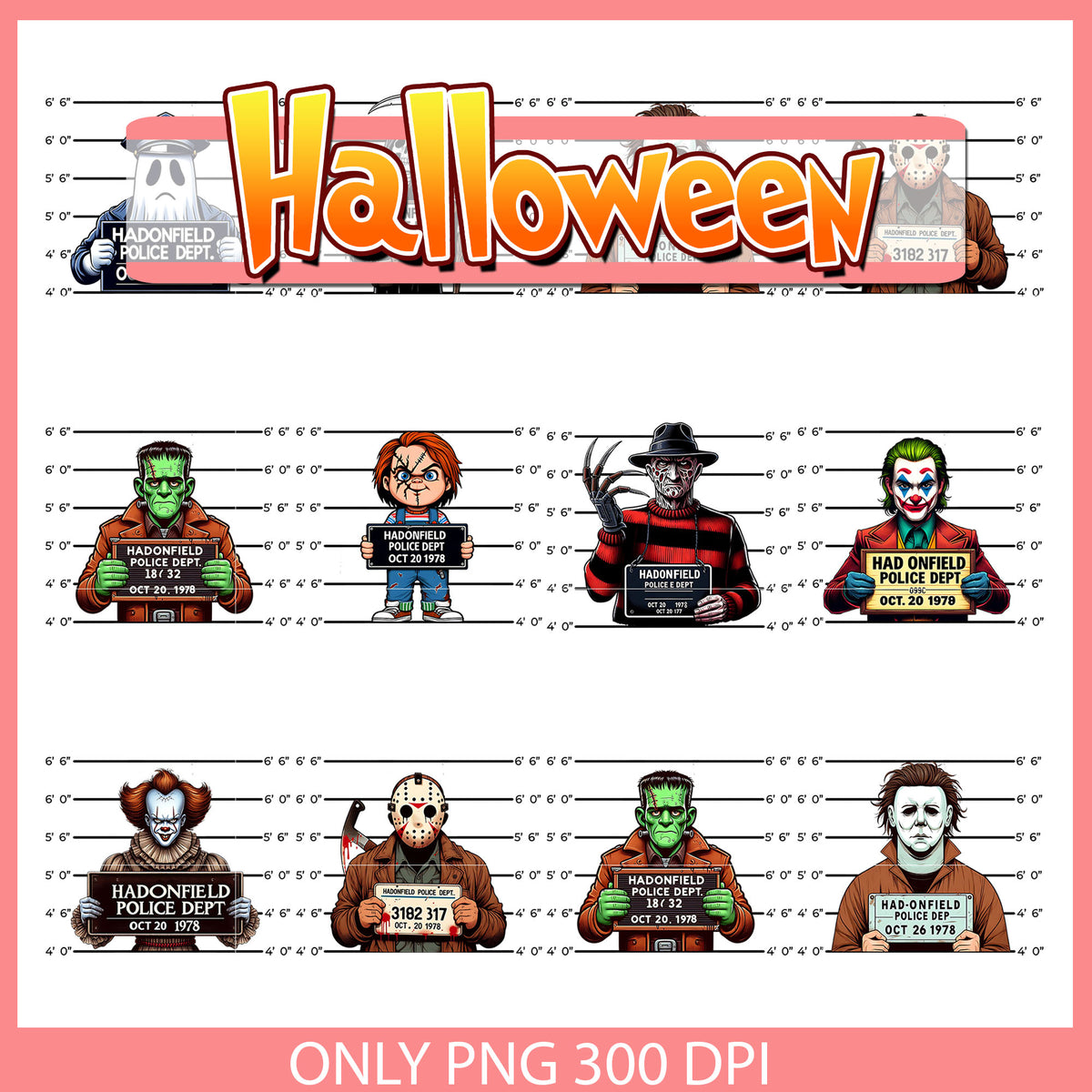 Horror movie prison themed bundle png, horror characters png