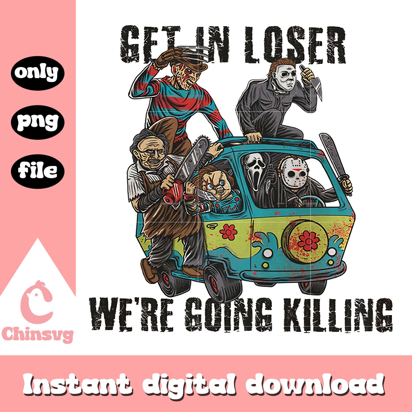 Horror movies car get in loser we're going killing png, horror car png