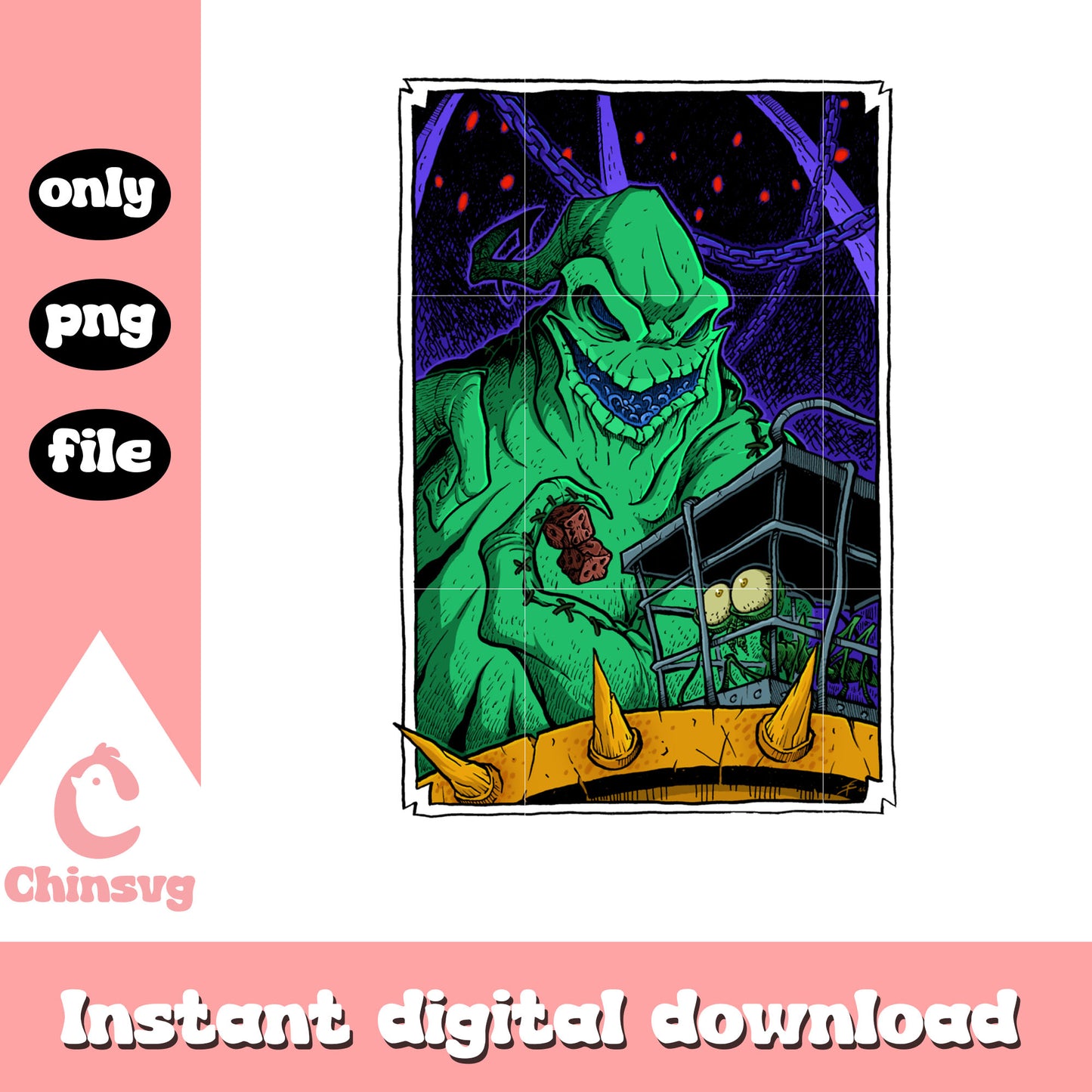 Horror oogie boogie card design png, oogie boogie character png